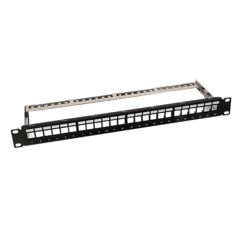 Komutacinė panelė CAT5 / CAT6 19' 24 prievadai tušti (Komutacinė panelė)