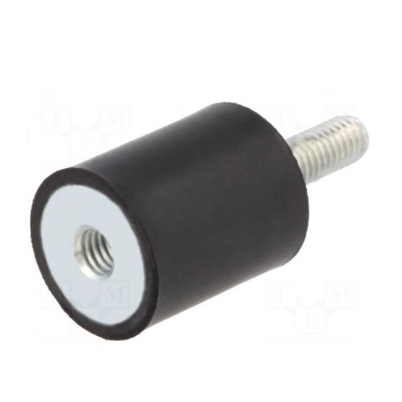 Vibration damper, M8, Ø: 30mm, rubber, L: 15 mm, Thread length: 20 mm