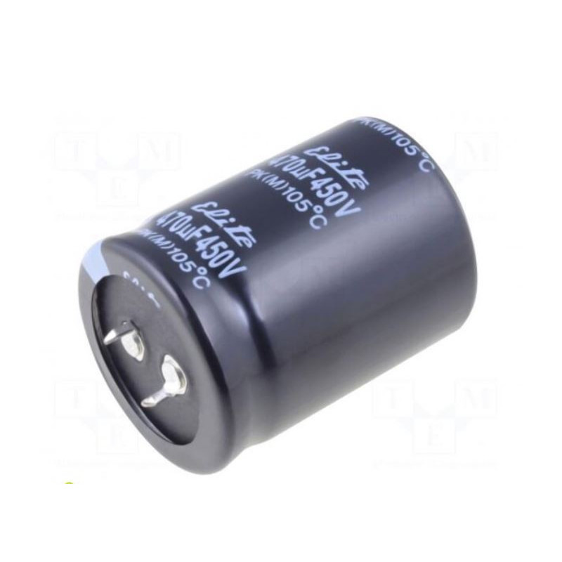 Kondensatorius: elektrolitinis, SNAP-IN, 470uF, 450VDC, Ø35x45mm, ±20%