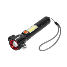REBEL rechargeable multi-function flashlight (zoom, knife, glass hammer, magnet), 1200mAh