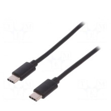Laidas, USB 2.0, abiejose pusėse, USB C kištukas, nikeliuotas, 1,8 m, juodas