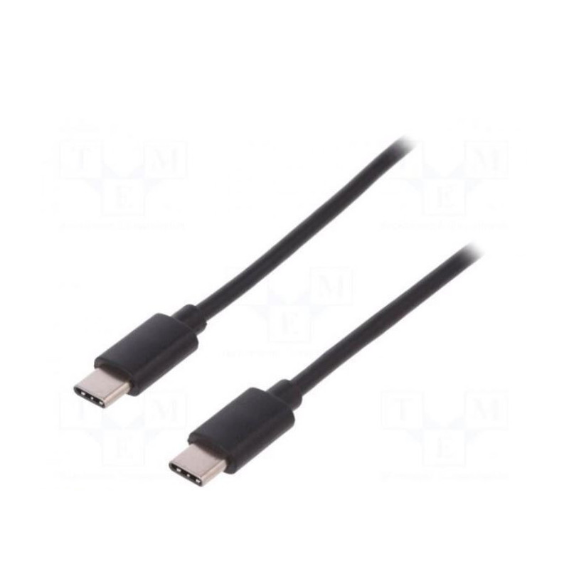 Cable, USB 2.0, both sides, USB C plug, nickel-plated, 1.8 m, black