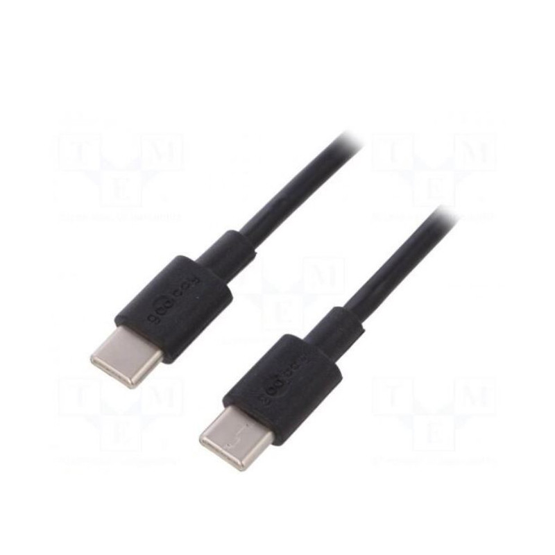 Kabelis, USB 2.0, abiejose pusėse, USB C kištukas, 1 m, juodas