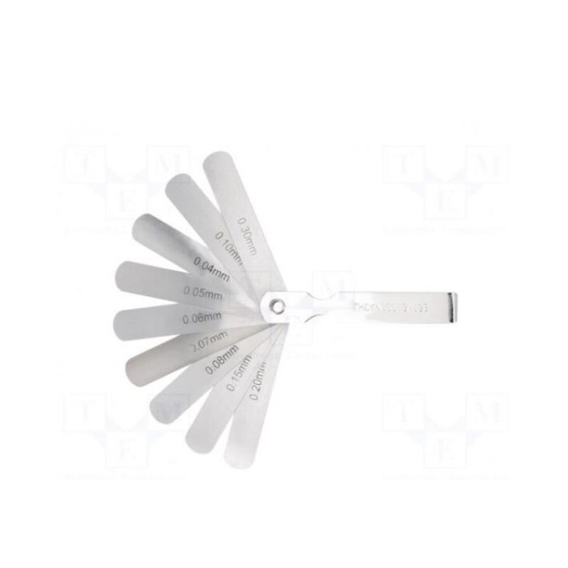 Metric feeler gauge, L: 75mm, Width: 13mm, 9pcs.