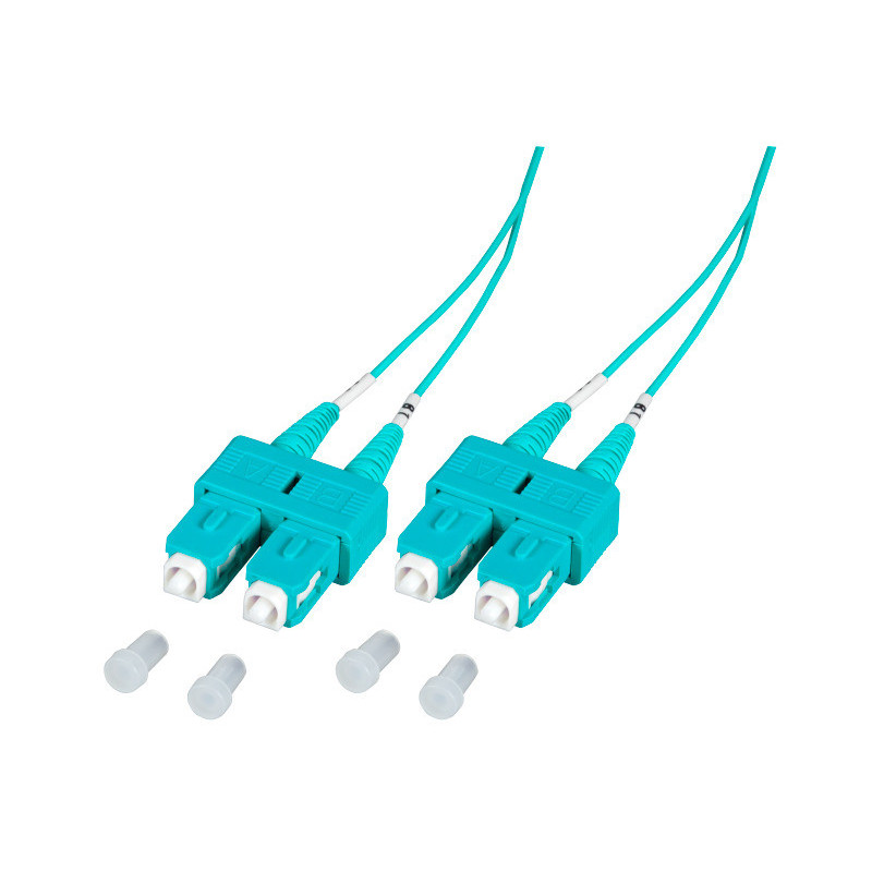 SC / UPC-SC / UPC MM, daugiamodis OM3, 50 / 125, dvipusis, 3,0 mm LSZH Aqua, 1 m