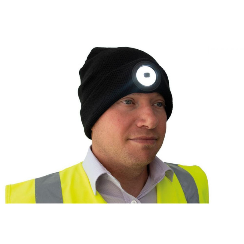 Nightsearcher hat with USB rechargeable light - black