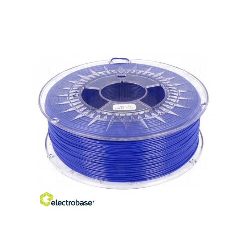 3D spausdintuvo žaliava TPU, Ø: 1,75 mm, mėlyna, 210÷230°C, 1 kg, stalo temperatūra: 20÷80°C