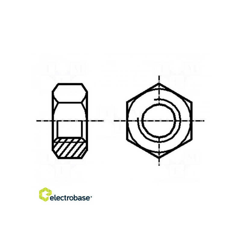 Nut, hexagonal, M4, 0.7, steel, Coating: zinc, 7 mm, BN:118, DIN: 935