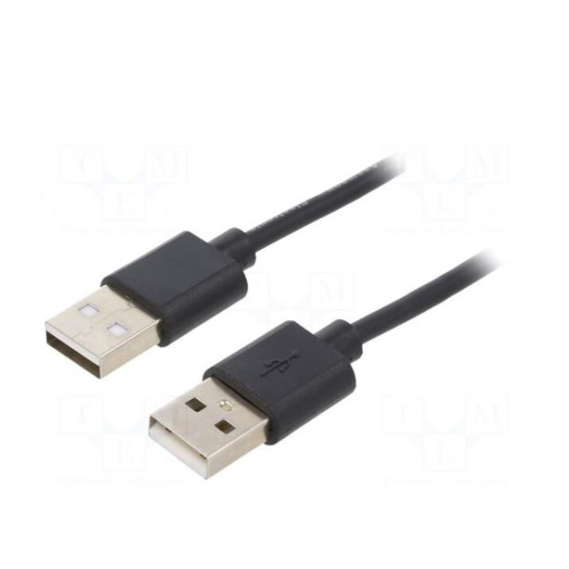 Cable, USB 2.0, USB A plug, both sides, nickel-plated, 3 m, black