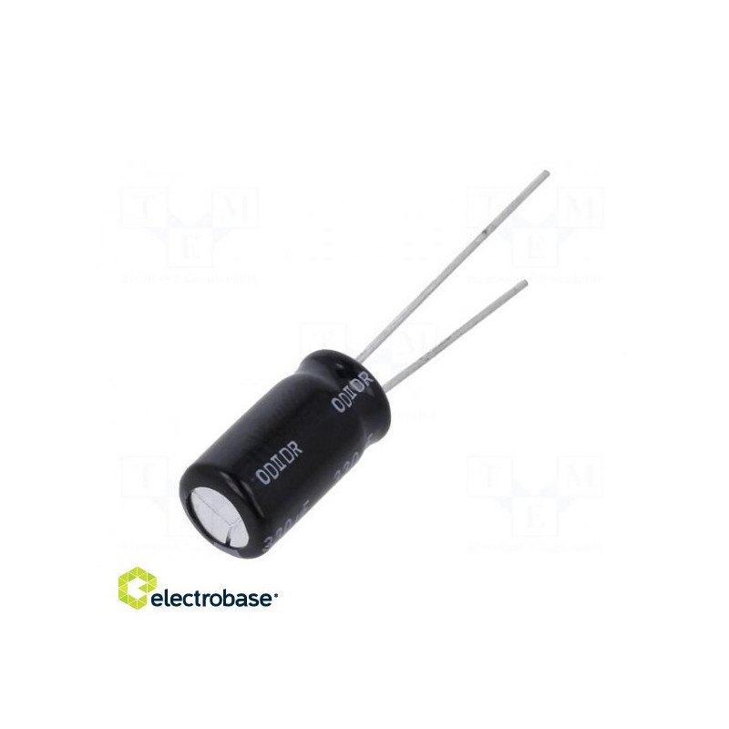 Kondensatorius: elektrolitinis mažos varžos THT 330uF 35 VDC ?8x15mm