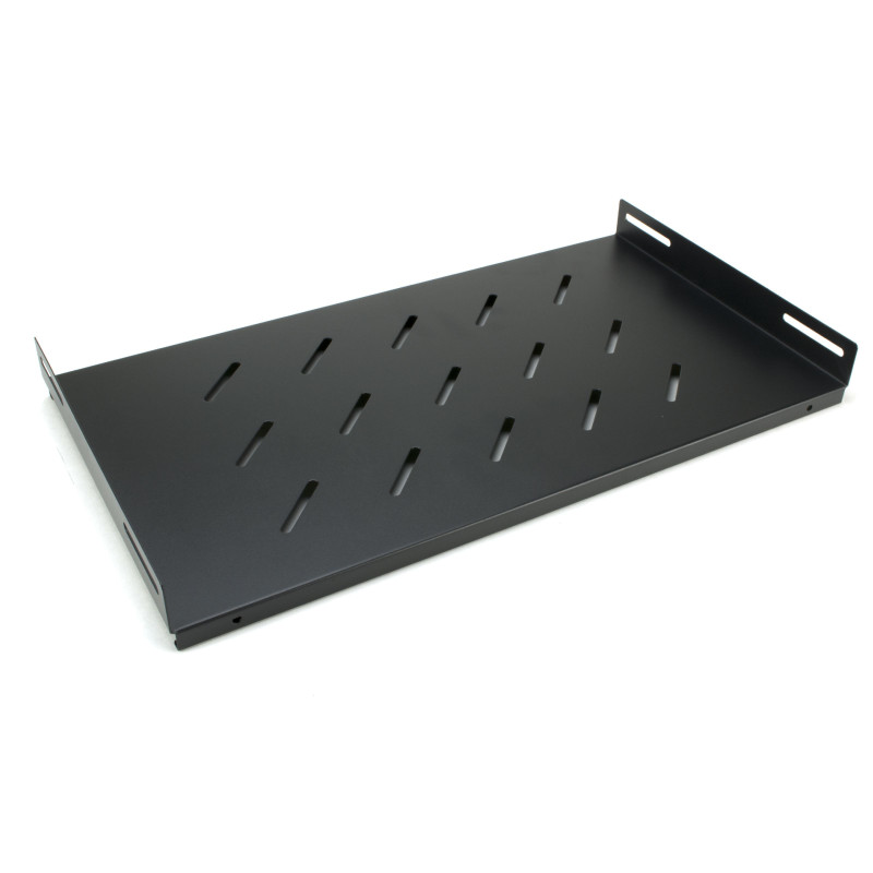 Fixed shelf for 19" switch cabinet 450mm, black