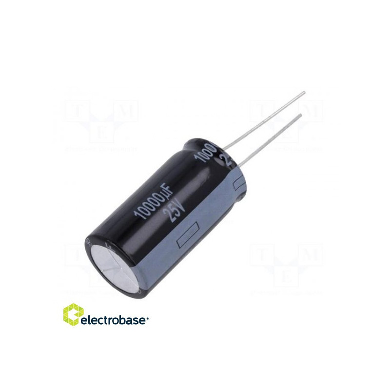 Kondensatorius: elektrolitinis, THT, 10000uF, 25VDC, Ø18x35,5mm, ±20%