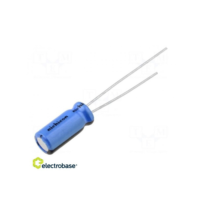 Kondensatorius: elektrolitinis, THT, 1000uF, 10VDC, Ø10x16mm, žingsnis: 5 mm