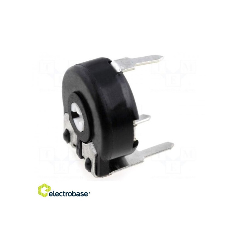 Potentiometer: mounting, single turn, horizontal, 100k?, 150mW