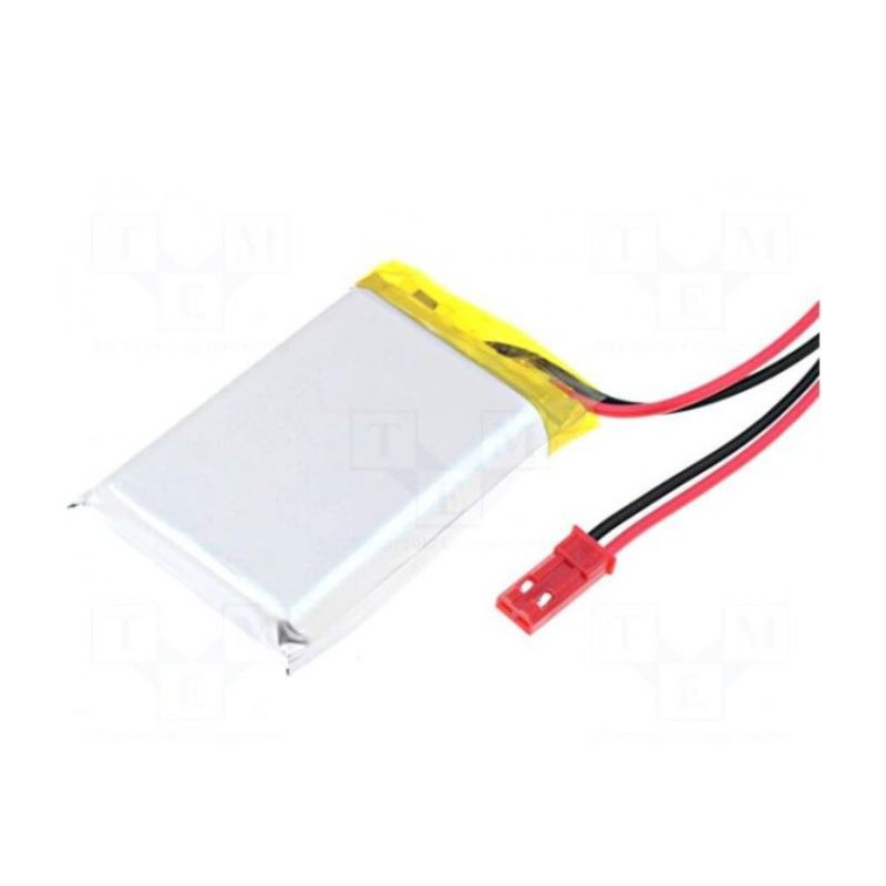 Baterija: Li-Po, 3,7 V, 1600 mAh, laidai, JST SYR-02T lizdas