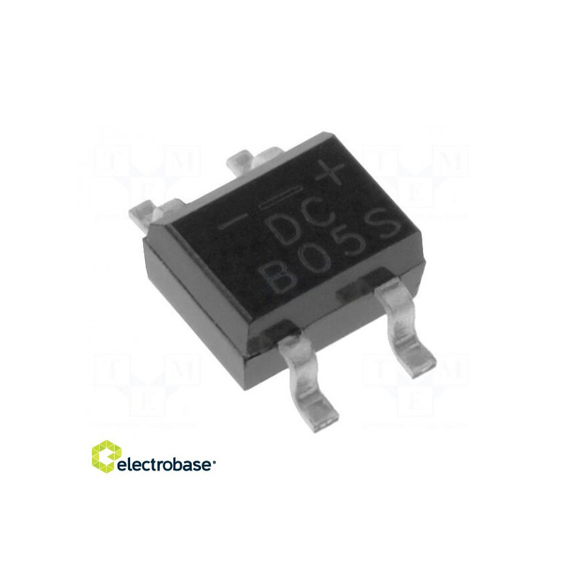 Vienfazis tiltinis lygintuvas, Urmax: 50V, If: 0.5A, Ifsm: 30A