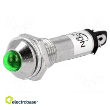 Indicator: LED, prominent, 12VDC, Cutout: Ø8.2mm, IP40, metal