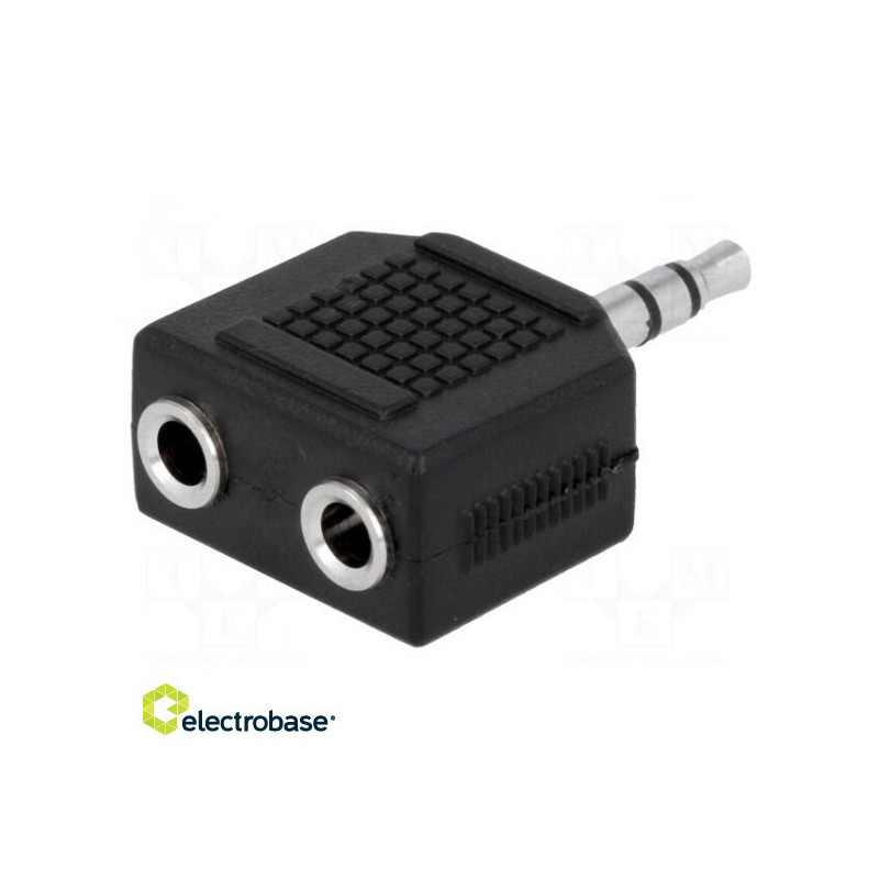 Skirstytuvas Jack 3.5 mm lizdas x2, Jack 3.5 mm kištukas stereo