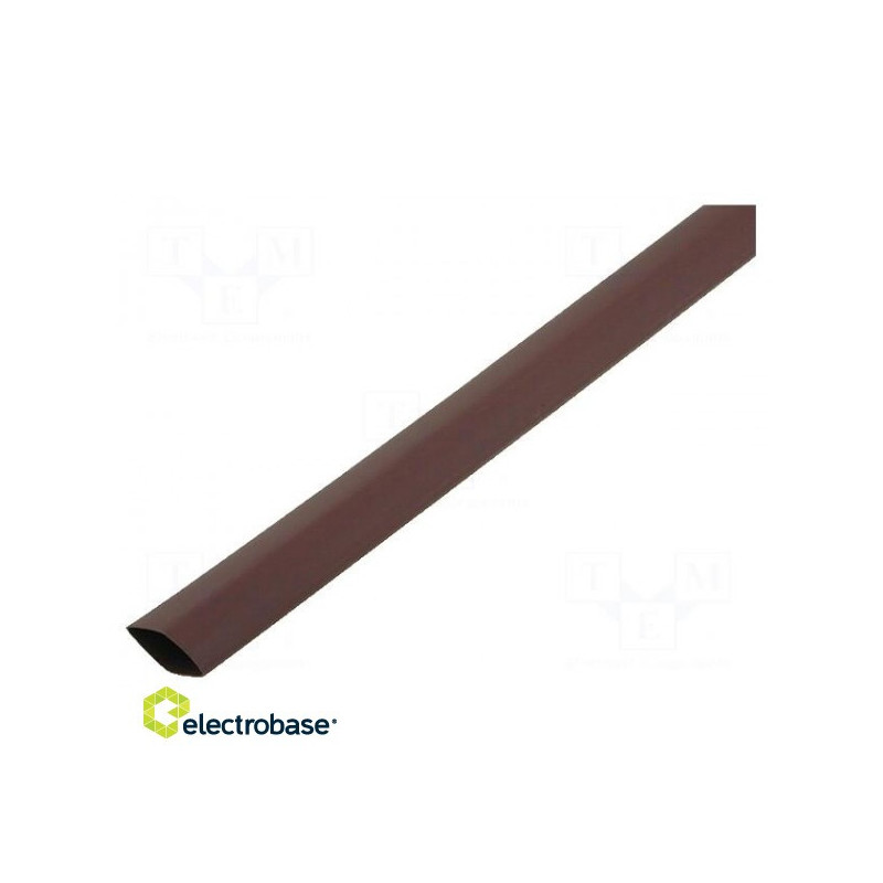 Heat shrink sleeve, adhesive-free, 2:1, 6.4 mm, L: 1 m, brown, polyolefin