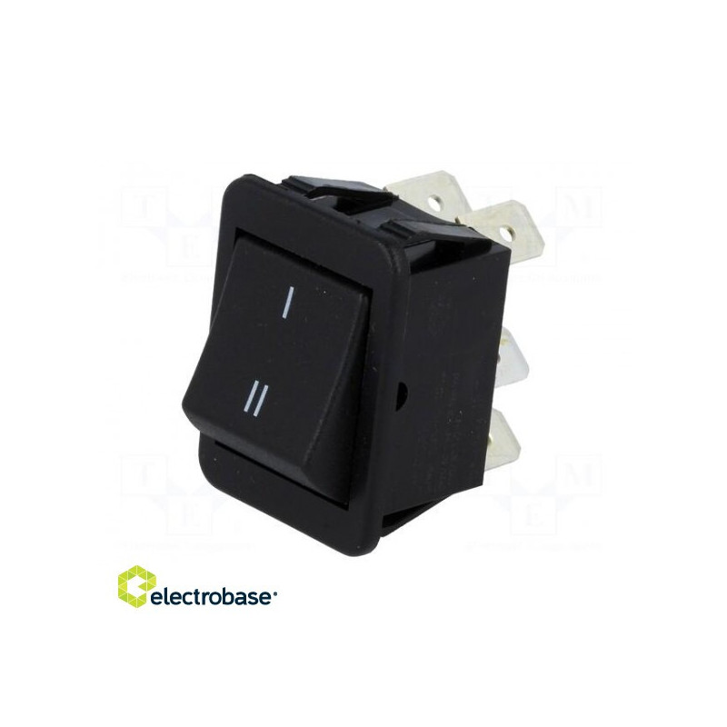 ROCKER, DPDT, Position: 2, ON-ON, 16A / 250VAC, 20A / 28VDC, black, none