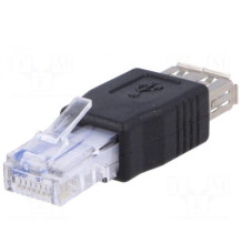 Perėjimas: adapteris, USB 2.0, juodas, RJ45 kištukas, USB A lizdas