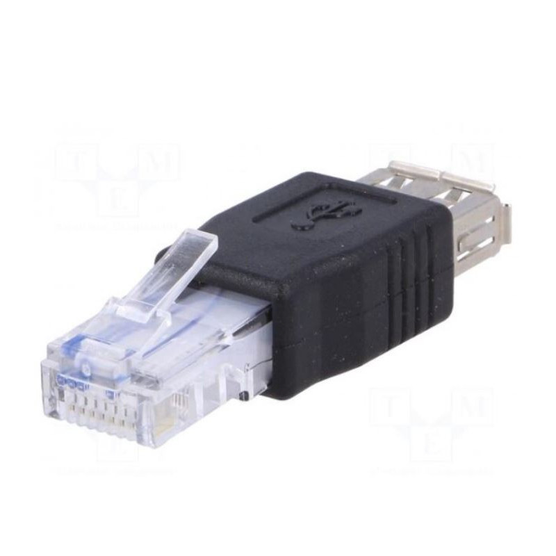 Perėjimas: adapteris, USB 2.0, juodas, RJ45 kištukas, USB A lizdas