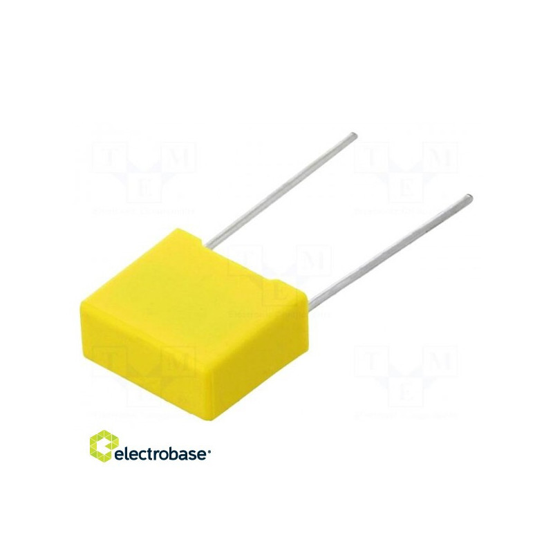 Kondensatorius: polipropilenas, 100nF, 15 mm, ±10%, 18x12x6 mm, -40÷110°C