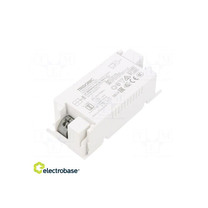 Power supply: switched-mode LED 25W 27÷43VDC 500mA 198÷264VAC