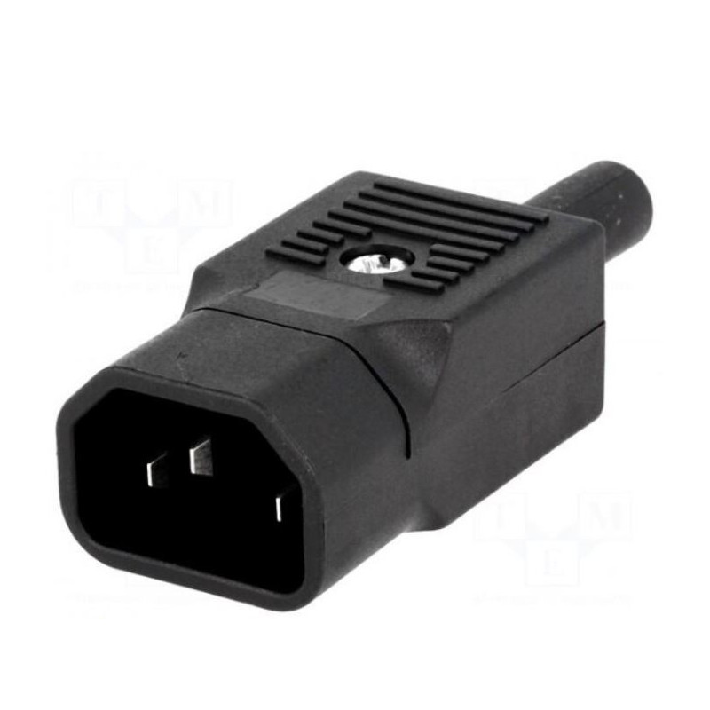 Jungtis: kintamosios srovės maitinimo šaltinis, kištukas, vyriškas, 10A, 250 V kintamoji srovė, IEC 60320, C14 (E)