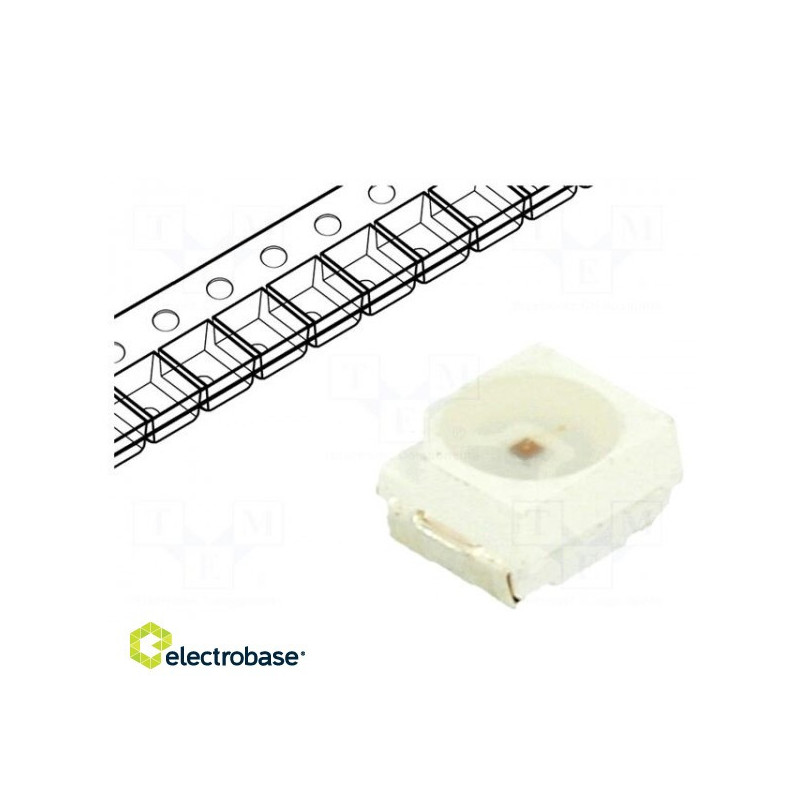 LED 3528, PLCC2 red 500÷700mcd 120° 3.5x2.8x1.9mm 10mW