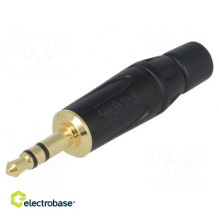 Kištukas, Jack 3.5 mm, stereo, tipai: 3, tiesus, kabeliui, juodas