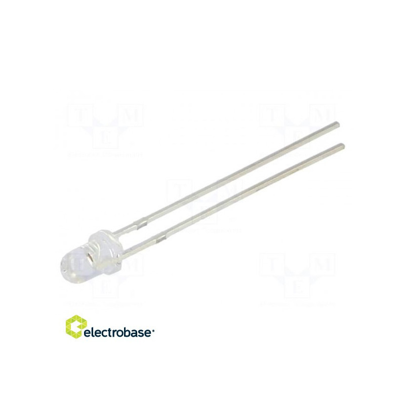 LED, 3 mm, red, 5800÷7000mcd, 30°, curved