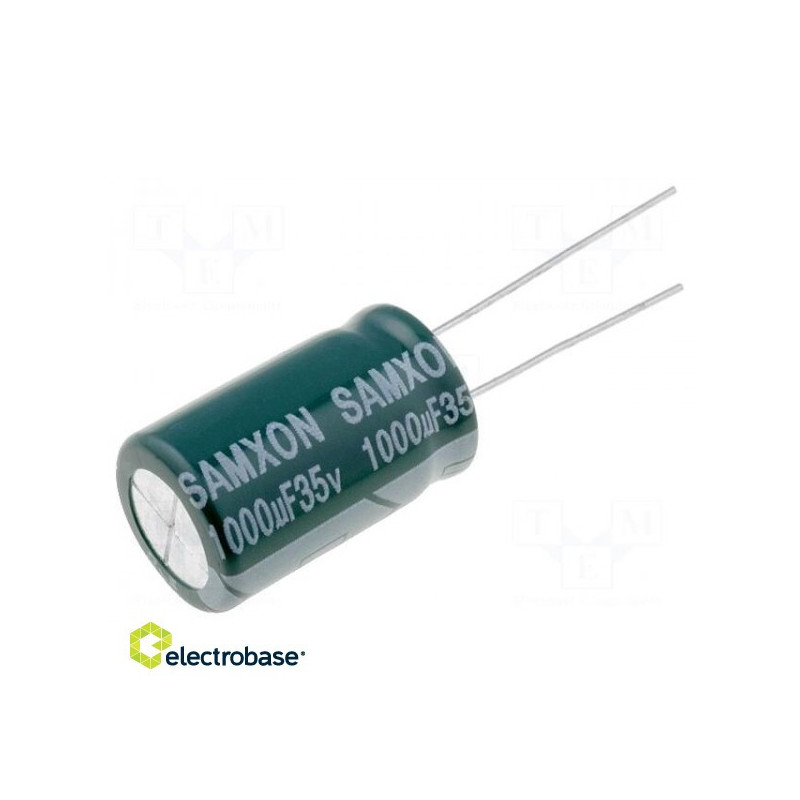 Kondensatorius: elektrolitinis, mažos varžos, THT, 1000uF, 35VDC, ±20%