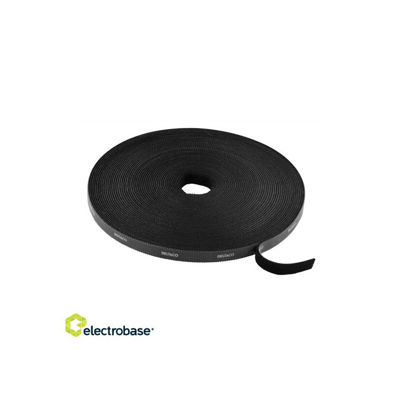 Dirželiai su plastikine sagtimi DELTACO, 10 mm x 15 m, juodi / CM1015S