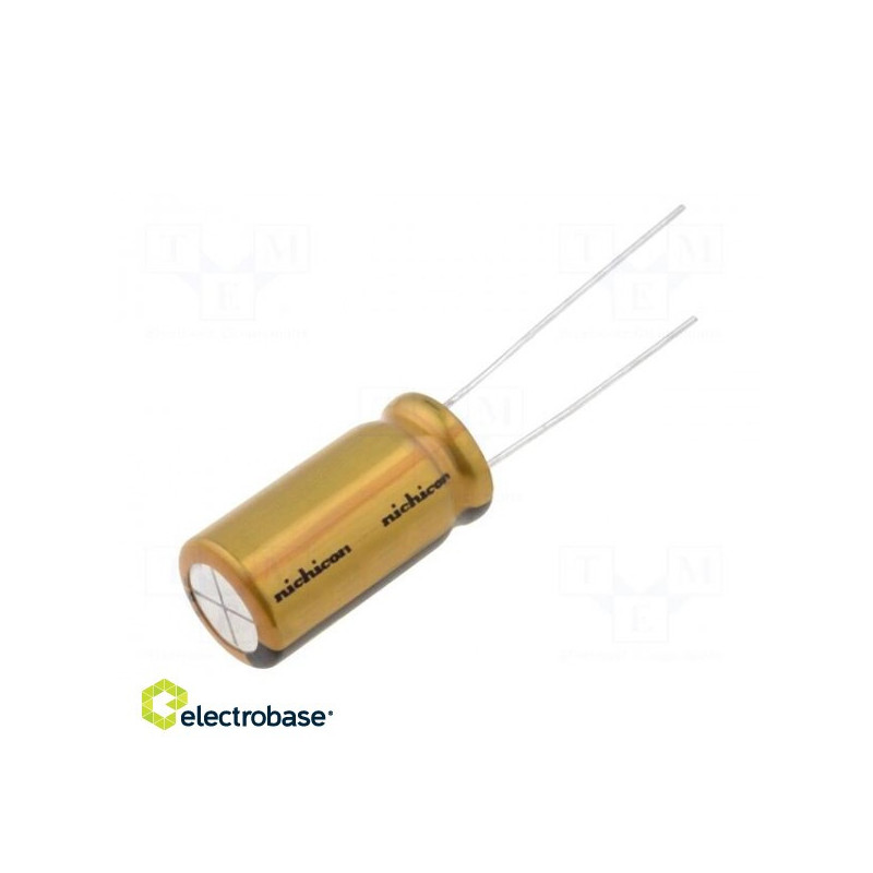 Kondensatorius: elektrolitinis, THT, 2200uF, 6,3 V nuolatinė įtampa, Ø10x20 mm, žingsnis: 5 mm