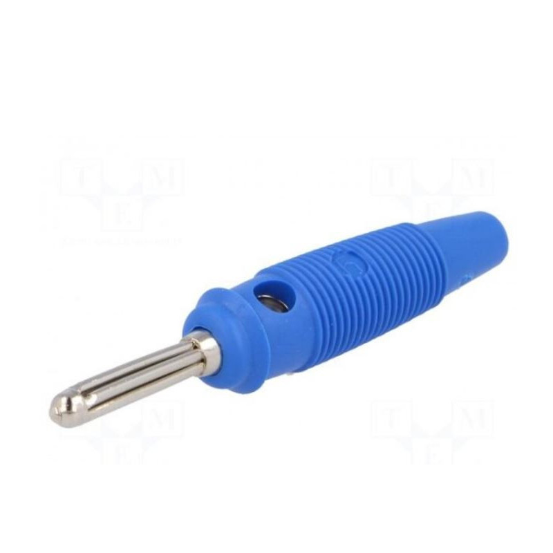 Kištukas, 4 mm bananinis, 16A, 60VDC, mėlynas, neizoliuotas, 3m9, 1.5 mm3