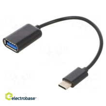 Cable OTG, USB 2.0 USB A socket, USB C plug 0.2m black bag