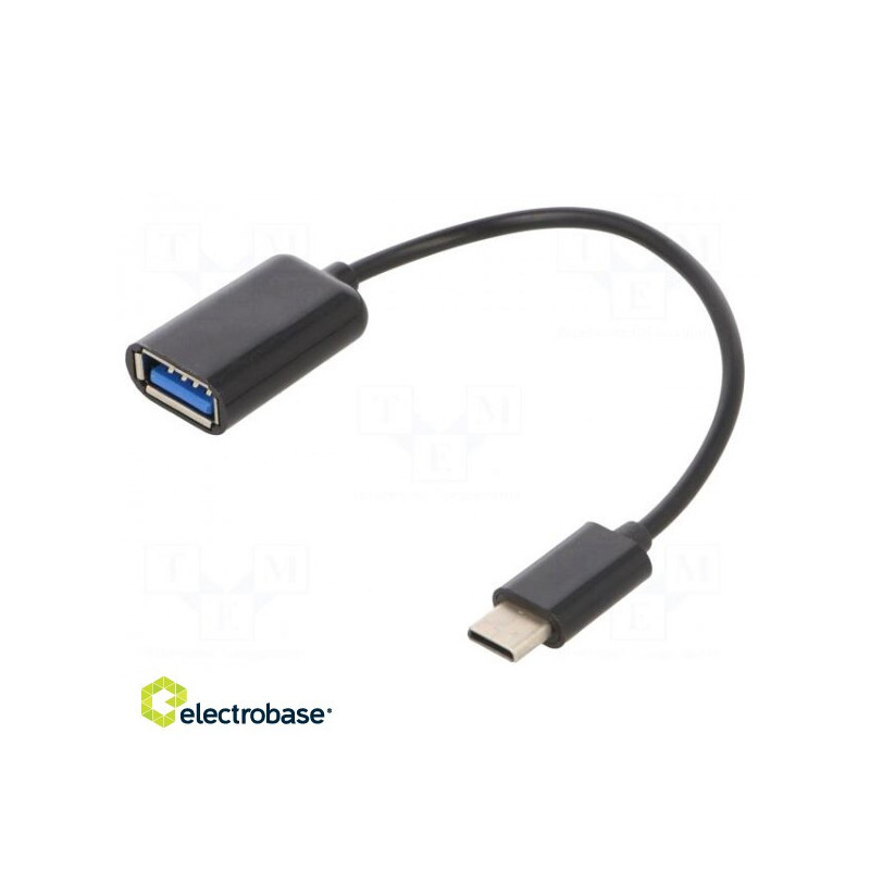 Cable OTG, USB 2.0 USB A socket, USB C plug 0.2m black bag