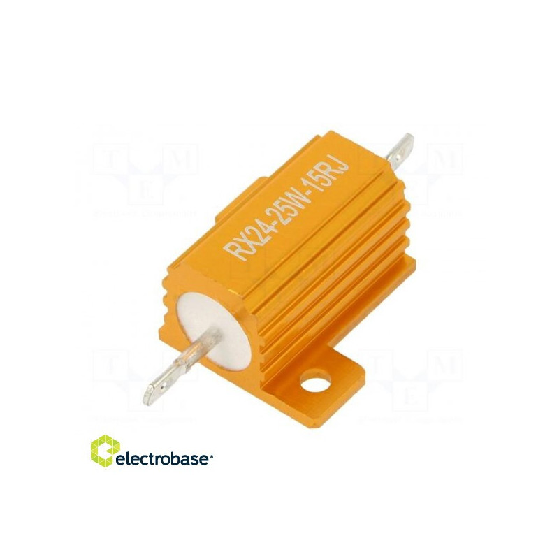 Resistor: wirewound, with radiator, 159, 25W, ±5%, 50ppm/°C