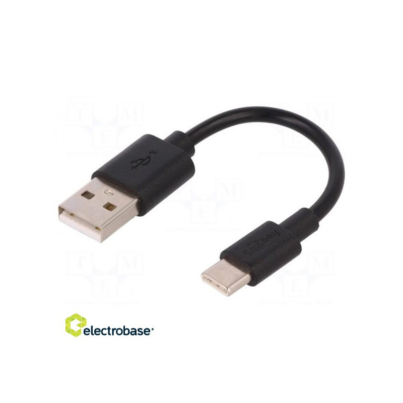 Cable USB 2.0 USB A plug,USB C plug 0.1m black Core: Cu