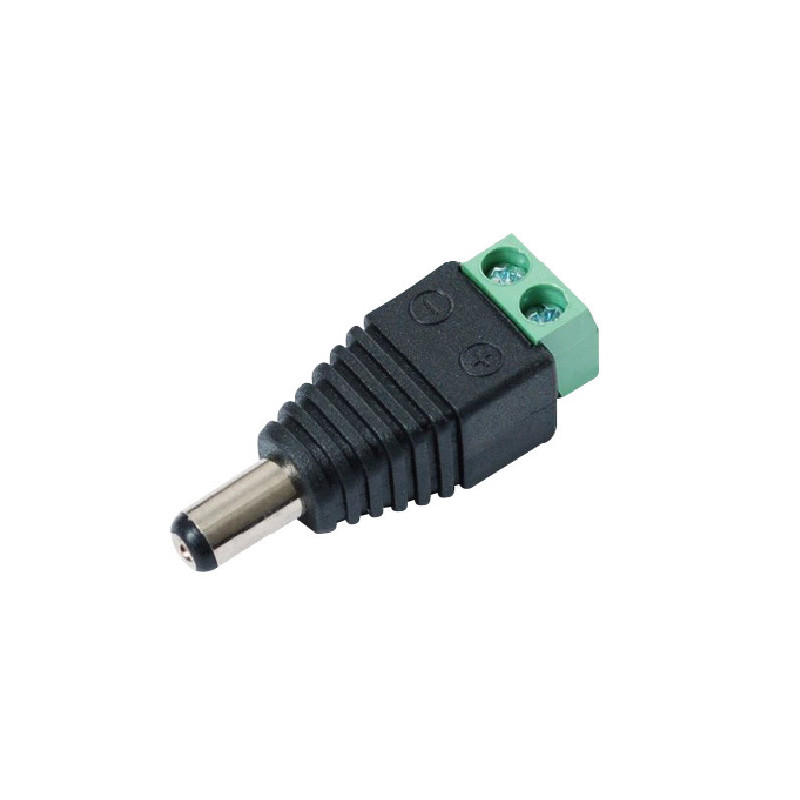 Nuolatinės srovės kištukas į varžtinį gnybtą, kompiuterio kištukas 5,5 / 2,1 mm