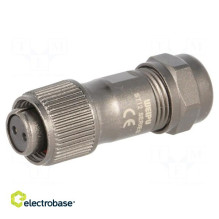 ST12 kištukas, moteriškas, kontaktai: 2, IP67, 5÷8 mm, 13A, lituojamas kabeliui