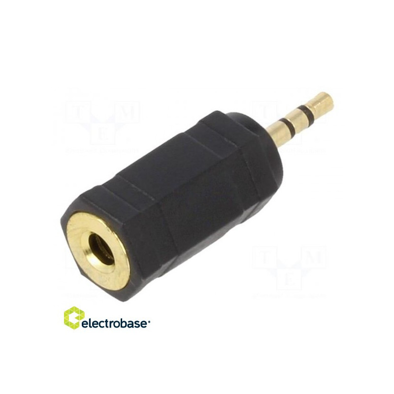 Adapteris Jack 2.5mm 3 kontaktų kištukas, Jack 3.5mm lizdas, juodas