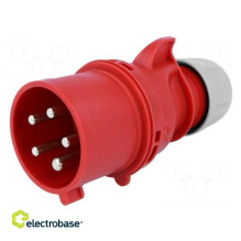 Connector: AC power supply 3-phase, plug, Male, 32A, 400VAC, IEC 60310