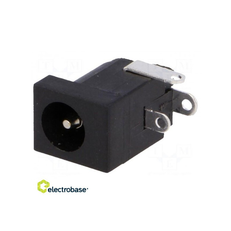 Lizdas, nuolatinės srovės maitinimo šaltinis, kištukas, 5,5 / 2,1 ÷ 2,5 mm, lituojamas, juodas, 5A, 12 V nuolatinė srovė