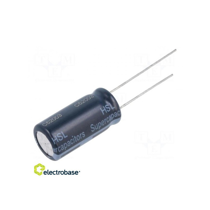 Superkondensatorius, THT, 50F, 3.8VDC, ±20%, Korpuso dydis: Ø10.5x22mm, 450 m?