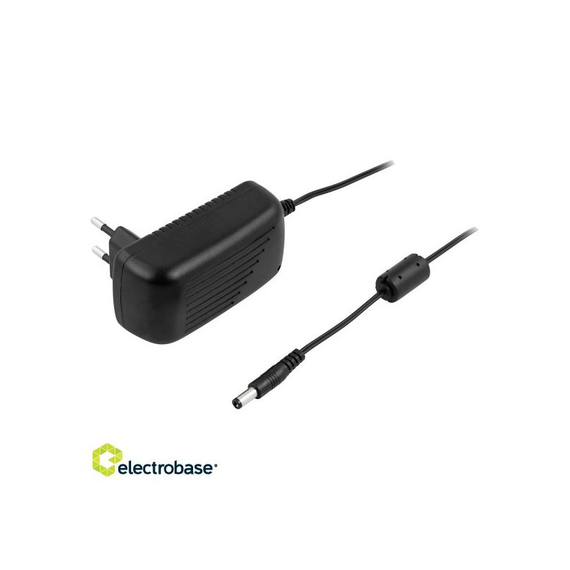 Kintamosios srovės adapteris DELTACO 100–240 V AC 50 / 60 Hz į 12 V DC, 2 A, 1,5 m, juodas / PS12-2