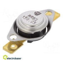 Sensor: thermostat, SPST-NC, 150°C, 16A, 250VAC, connectors 6.3 mm