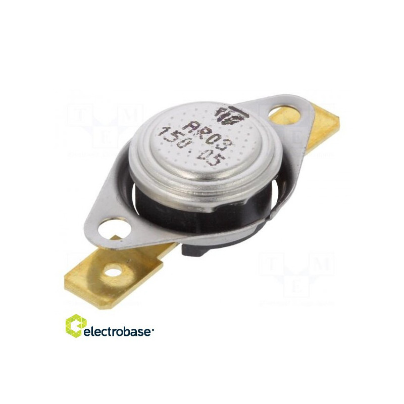 Jutiklis: termostatas, SPST-NC, 150°C, 16A, 250VAC, jungtys 6,3 mm