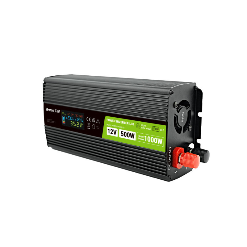 Grynas sinusoidinis, LCD ekranas, 12 V keitiklis 500 / 1000 W